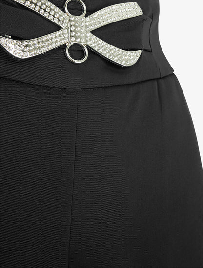 Short droit taille haute à boucle style noeud - Noir - 3