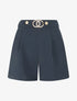 Short droit taille haute à boucle fantaisie - Marine - 1