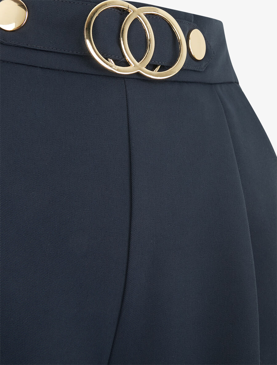 Short droit taille haute à boucle fantaisie - Marine - 3