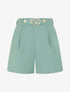 Short droit taille haute à boucle fantaisie - Vert gris - 1