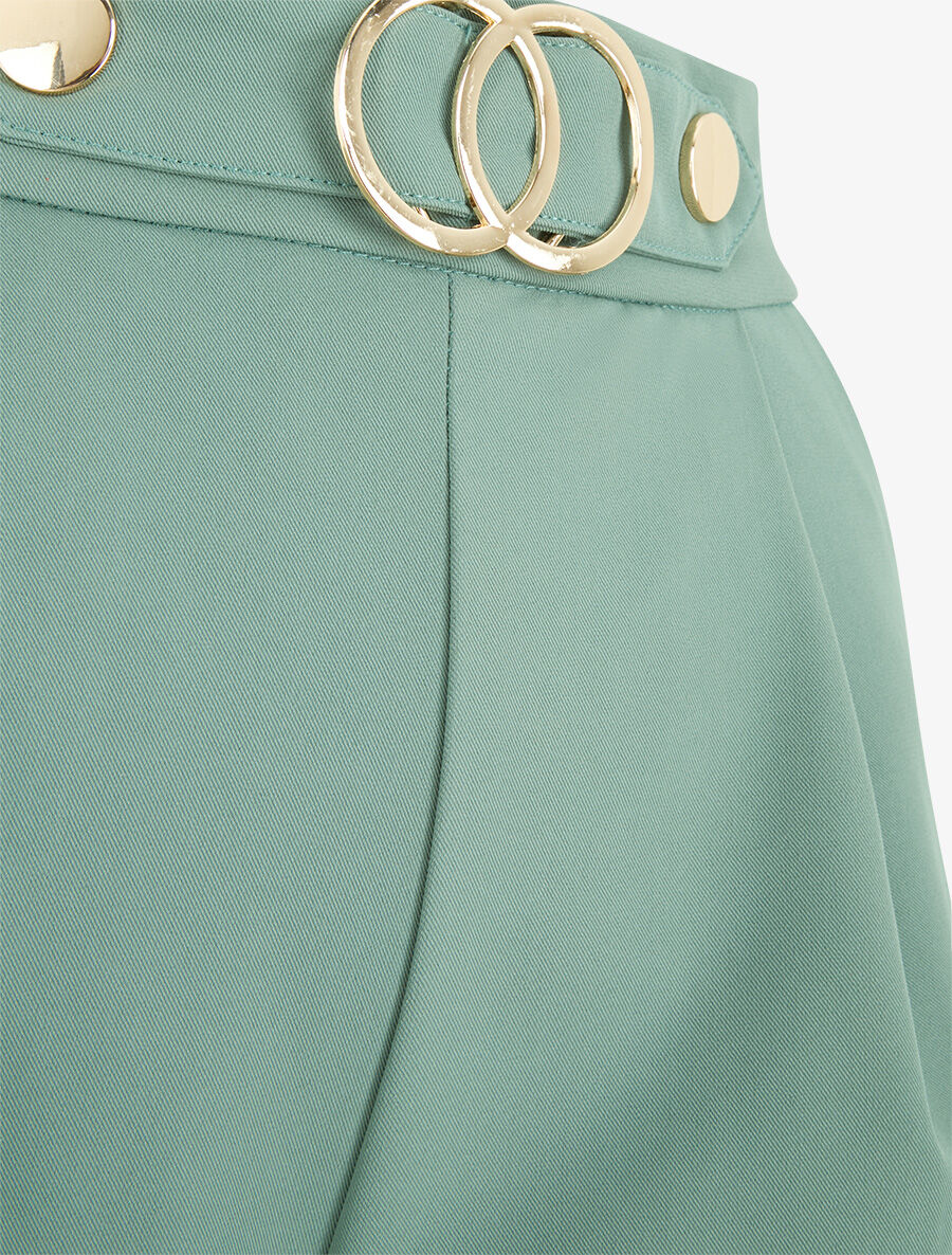 Short droit taille haute à boucle fantaisie - Vert gris - 3