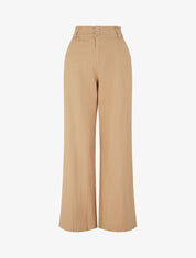 Pantalon ample effet lin à 2 boutons - Camel - 1