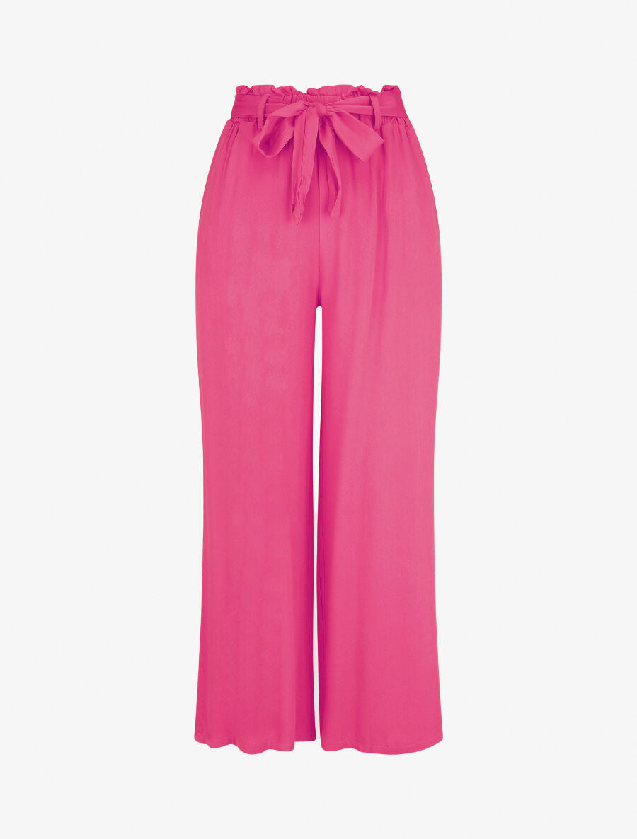 Pantalon uni fluide élastiqué - Fushia - 3