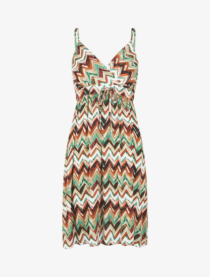 Robe courte à imprimé zig-zag - Vert - 1