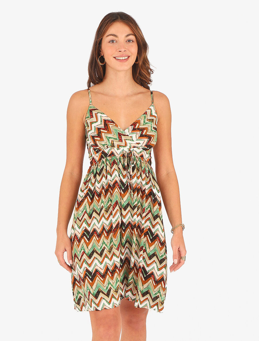 Robe courte à imprimé zig-zag - Vert - 4