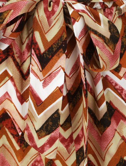 Pantalon fluide à imprimé zigzag - Marron - 3
