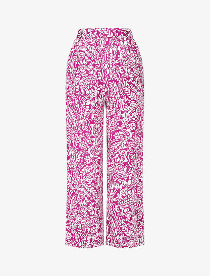 Pantalon fluide à imprimé foulard - Violine - 2