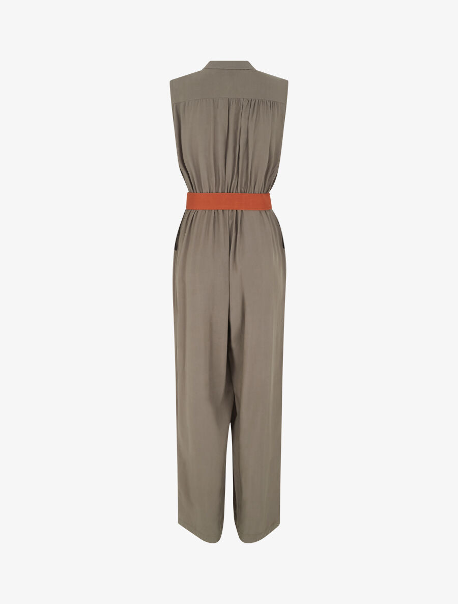 Combinaison ample sans manches unie - Kaki - 2