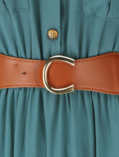 Robe longue unie sans manches - Bleu canard - 3