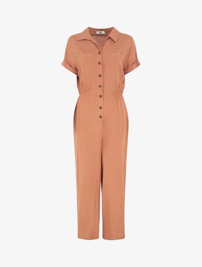 Combinaison ample style chemise manches courtes - Rouille - 1