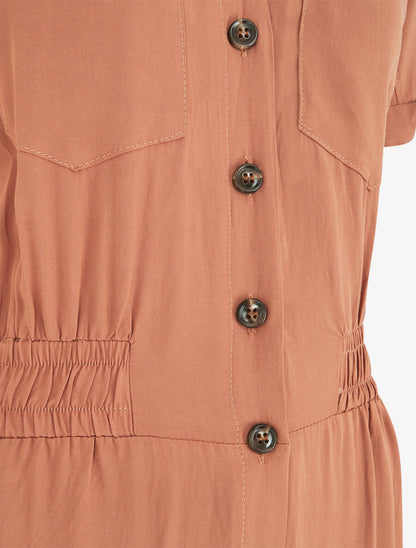 Combinaison ample style chemise manches courtes - Rouille - 3