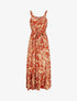 Robe longue imprimé tropical irisé à bretelles - Brique - 1