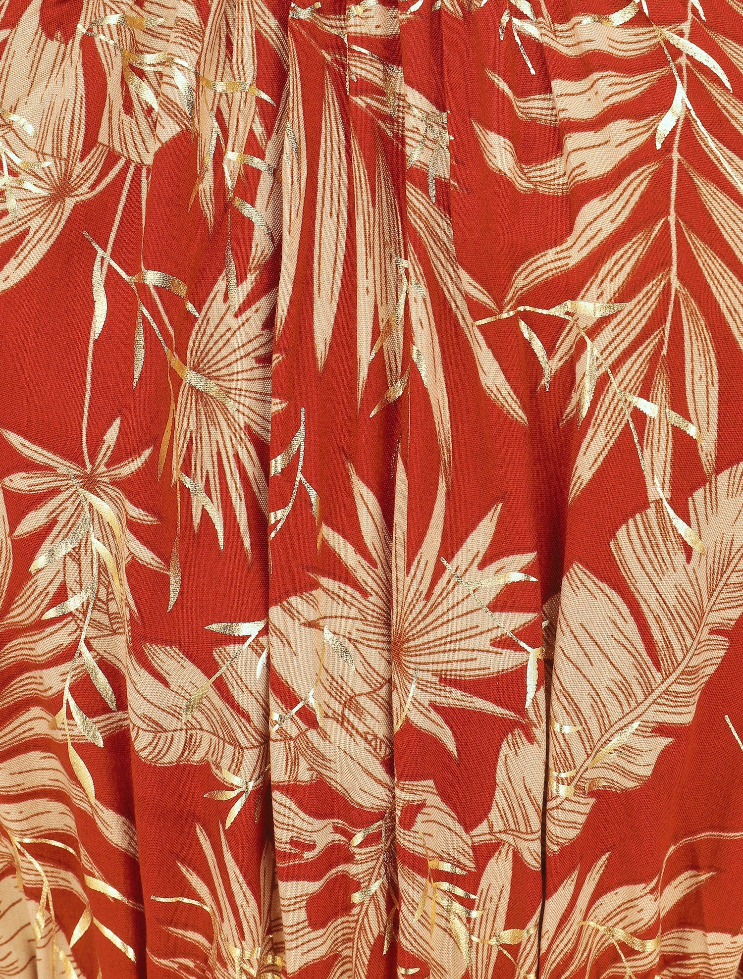 Robe longue imprimé tropical irisé à bretelles - Brique - 3