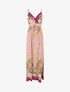 Robe longue empire à bretelles imprimé floral - Rose - 1