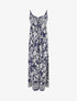 Robe longue empire à liens imprimé à fleurs - Marine - 5