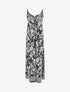Robe longue empire à liens imprimé à fleurs - Noir - 5