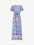 Robe fleurie à cordons de serrage - Bleu - 1