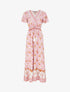 Robe fleurie à cordons de serrage - Rose - 5