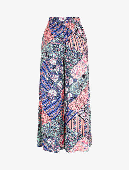 Pantalon fluide élastiqué imprimé fantaisie - Rose - 2