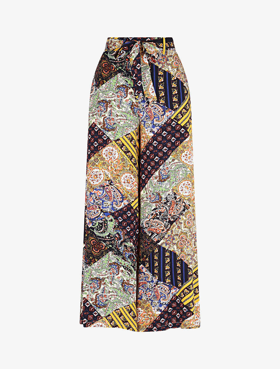 Pantalon fluide élastiqué imprimé fantaisie - Jaune - 4