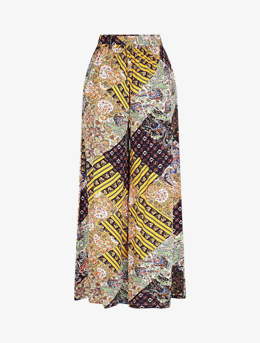 Pantalon fluide élastiqué imprimé fantaisie - Jaune - 2