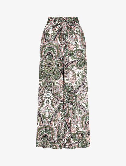 Pantalon fluide élastiqué imprimé foulard - Blanc - 4