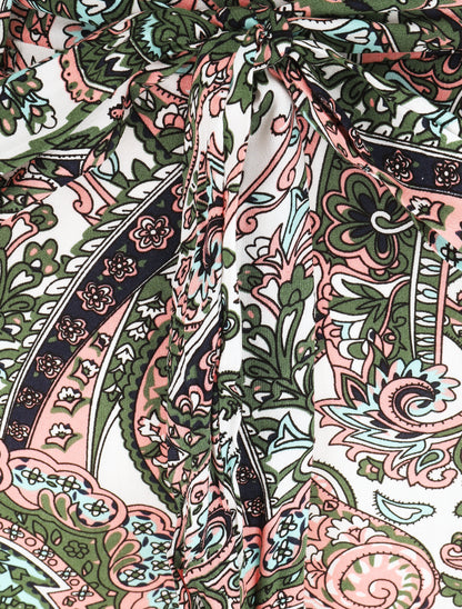 Pantalon fluide élastiqué imprimé foulard - Blanc - 3