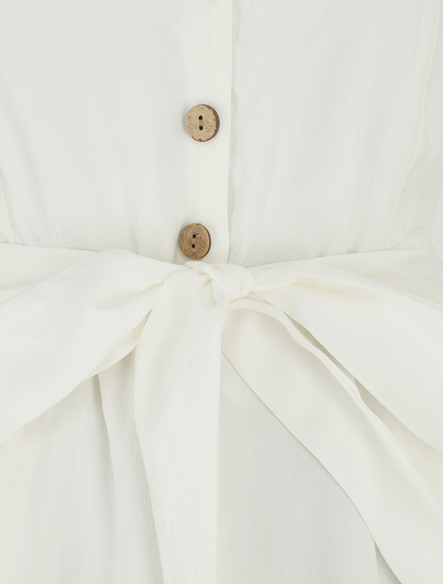 Combishort unie ceinturée - Blanc - 3