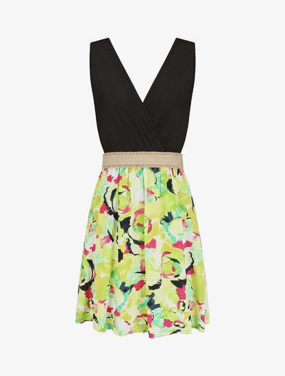 Robe élastiquée à jupe imprimé abstrait - Vert - 5
