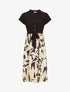 Robe longue élastiquée à jupe imprimé géométrique - Beige - 4