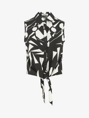 Chemise courte sans manches imprimé abstrait - Noir - 1