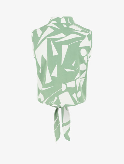 Chemise courte sans manches imprimé abstrait - Vert amande - 2
