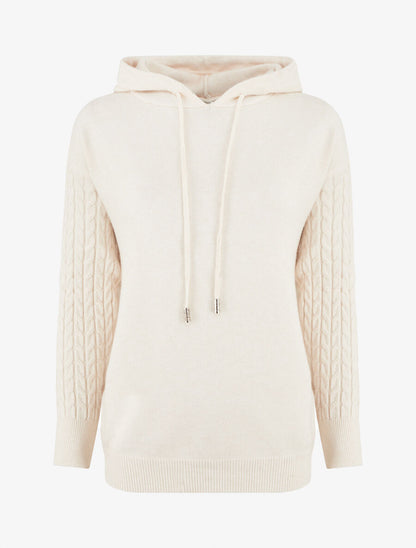 Pull à capuche coupe droite - Crème - 1