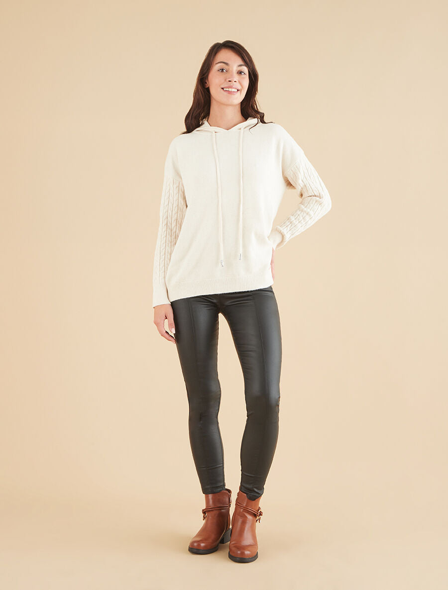 Pull à capuche coupe droite - Crème - 4