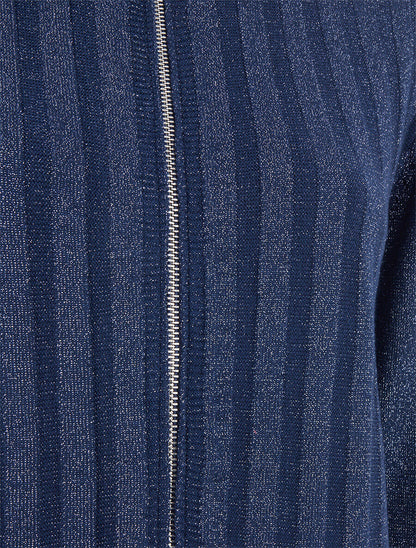 Gilet irisé coupe droite à zip - Marine - 3