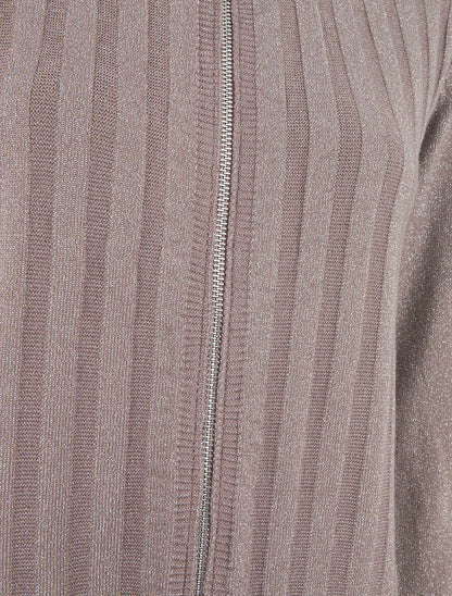 Gilet irisé coupe droite à zip - Taupe - 3