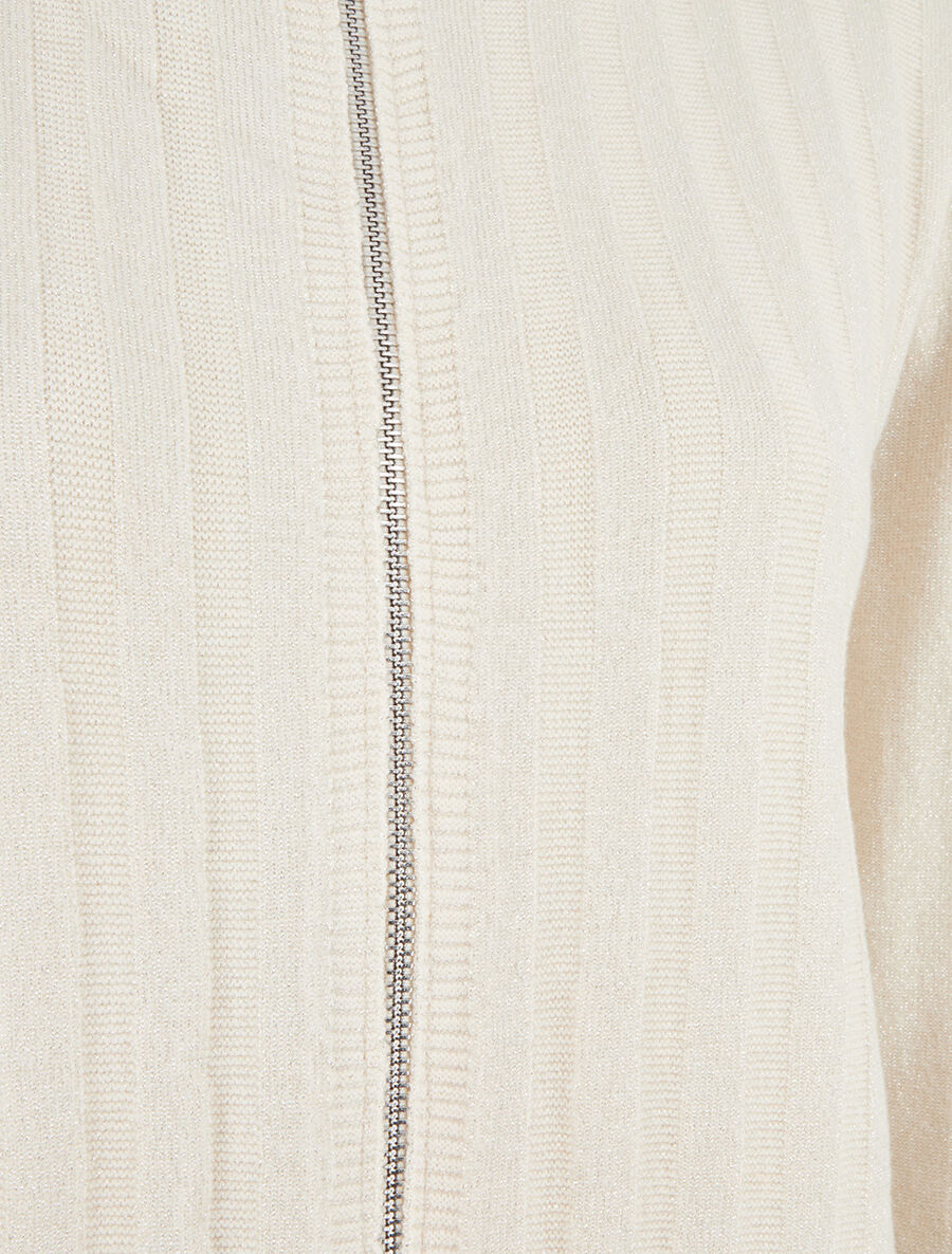 Gilet irisé coupe droite à zip - Crème - 3