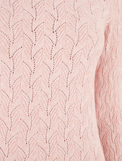 Pull droit en maille tressée et noeud au dos - Rose - 3
