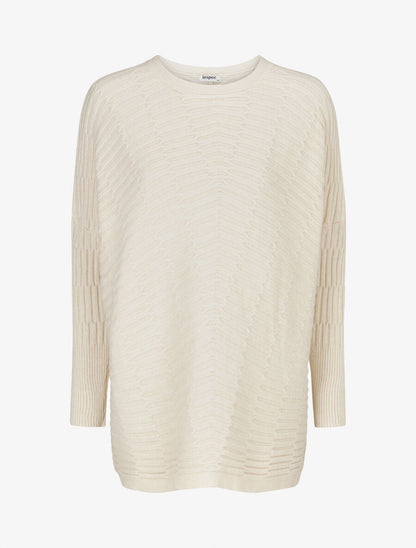 Pull uni à manches longues chauves-souris - Blanc - 1