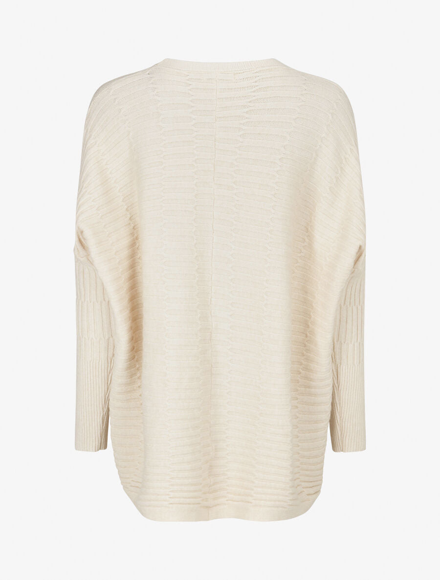 Pull uni à manches longues chauves-souris - Blanc - 2