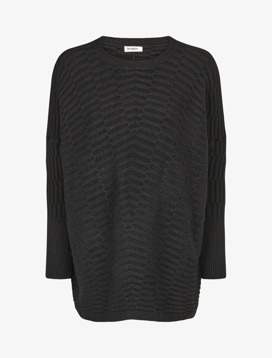 Pull uni à manches longues chauves-souris - Noir - 4