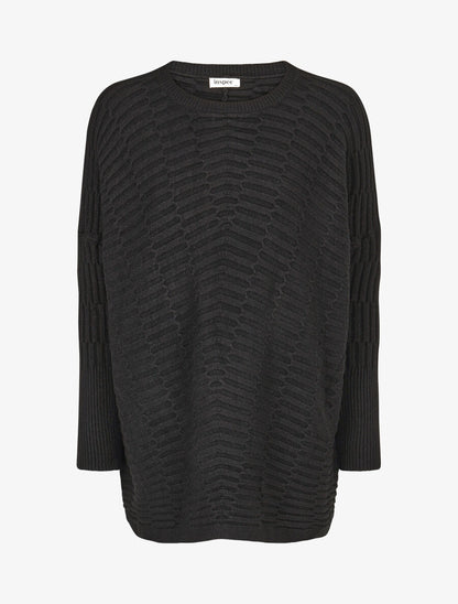 Pull uni à manches longues chauves-souris - Noir - 4