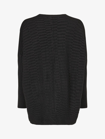 Pull uni à manches longues chauves-souris - Noir - 2