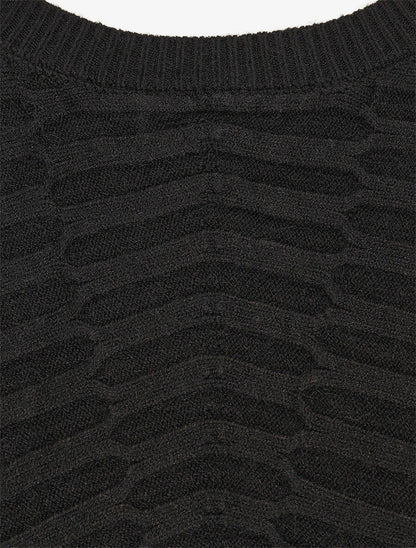 Pull uni à manches longues chauves-souris - Noir - 3