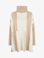 Pull ample à col roulé et imprimé graphique - Taupe - 4