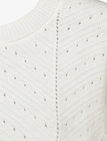 Pull droit uni en maille fantaisie - Blanc - 3