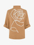 Pull ample manches 3/4 motif rose - Camel - 4