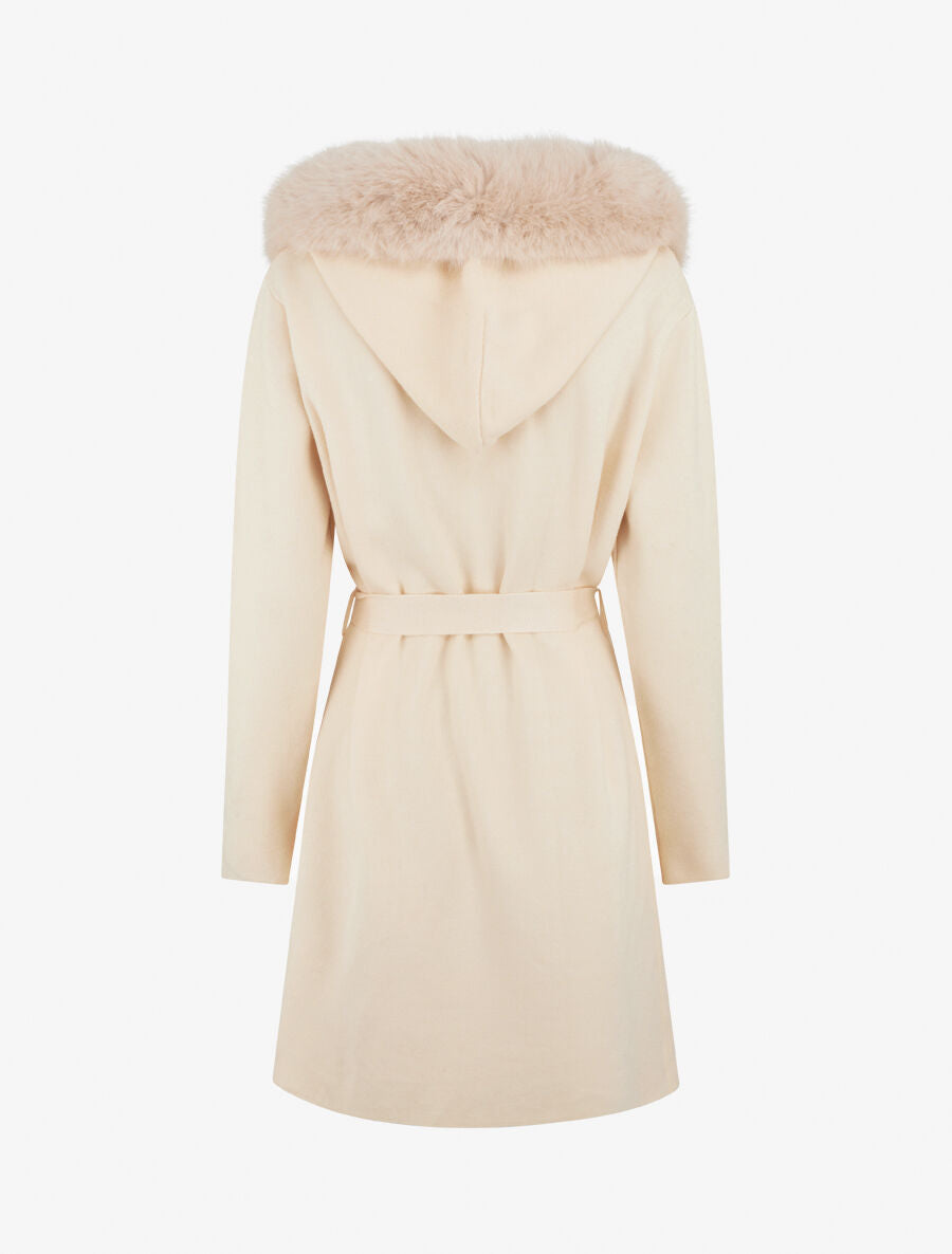 Gilet long uni à capuche - Beige - 2