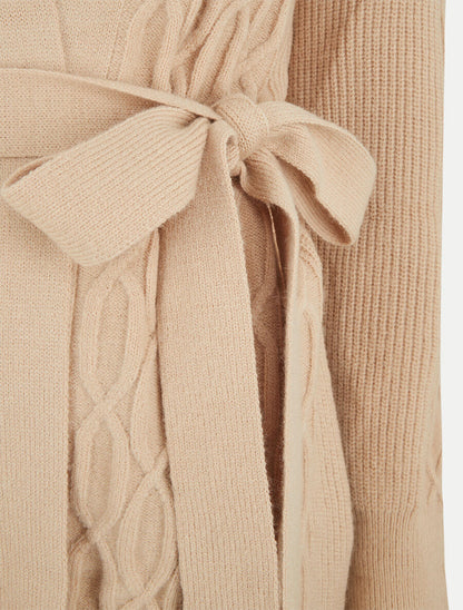 Gilet ample à col en fourrure - Beige - 3