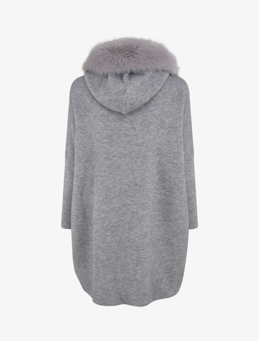 Gilet long uni à boutons à bascule - Gris - 2